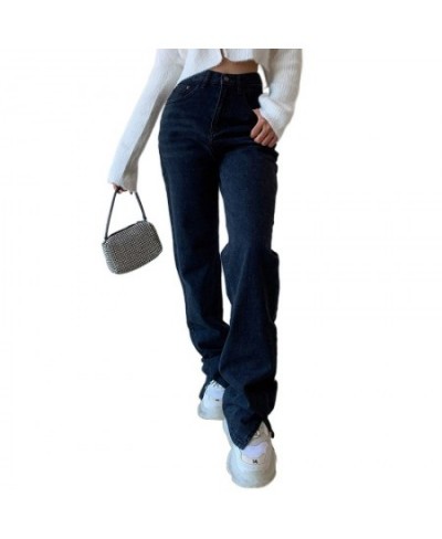 High Waist Loose Slit Jeans For Women Casual Straight Leg Baggy Pants Mom Jeans Washed Boyfriend Jeans Streetwear Retro Jeans...