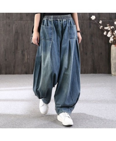 2021Fashion Women's Casual Harem Jeans Denim Casual Pants Cotton Trousers Baggy Crotch Pants Hip Hop Oversized Boyfriend Pant...