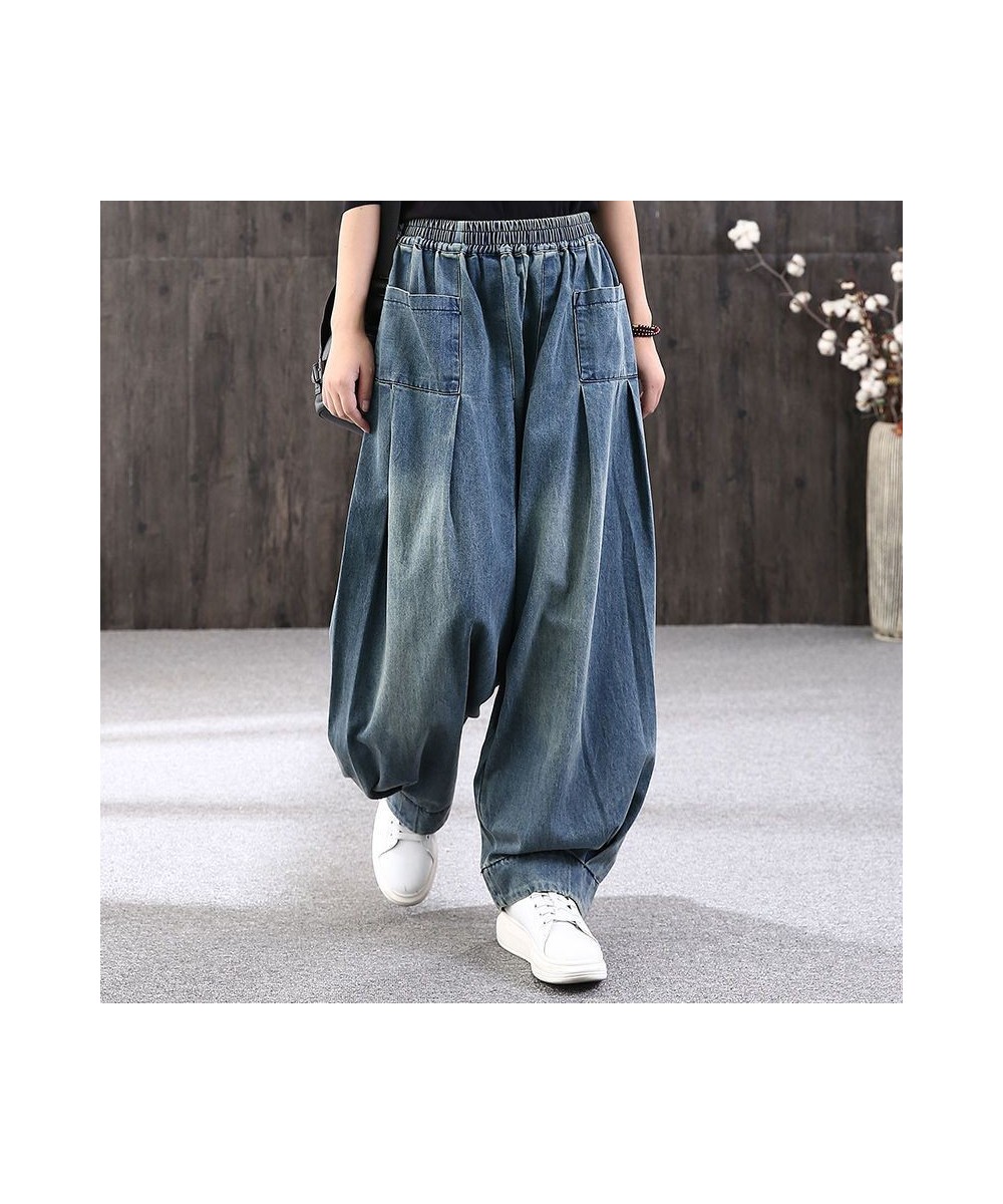 2021Fashion Women's Casual Harem Jeans Denim Casual Pants Cotton Trousers Baggy Crotch Pants Hip Hop Oversized Boyfriend Pant...