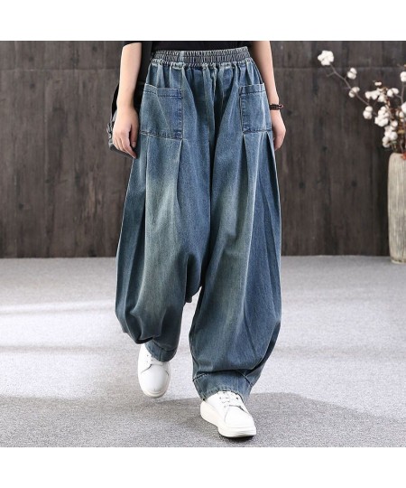 2021Fashion Women's Casual Harem Jeans Denim Casual Pants Cotton Trousers Baggy Crotch Pants Hip Hop Oversized Boyfriend Pant...