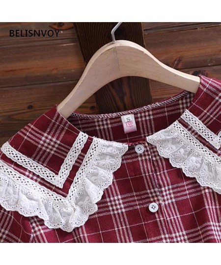 Japanese Mori Girl Retro A-line Plaid Dress New Summer Sailor Collar With Lace Ruffles Preppy Style Dress Elegant Lady Vestid...