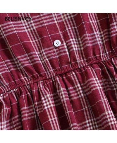 Japanese Mori Girl Retro A-line Plaid Dress New Summer Sailor Collar With Lace Ruffles Preppy Style Dress Elegant Lady Vestid...