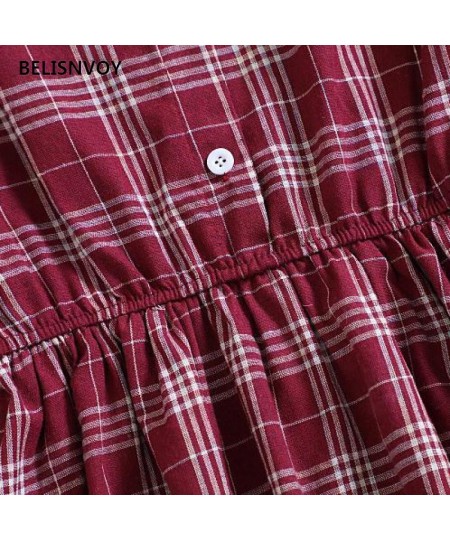 Japanese Mori Girl Retro A-line Plaid Dress New Summer Sailor Collar With Lace Ruffles Preppy Style Dress Elegant Lady Vestid...