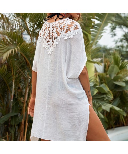 Women Swimsuit Cover Up Women Sexy Cut Out V-Neck Hollow Beach Mini Dress 2022 Summer Boho Bathing Suit Women Beachwear $29.2...