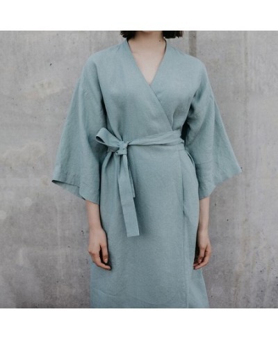 Kimono Robes For Women Cotton Coverage Mid-Calf Dresses Women's Three Quarter Sleeve Bathrobes Sleepwear 2023 New $45.31 - Sl...