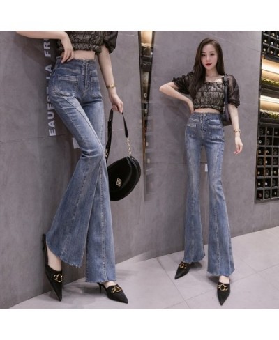 Stretchy Women Flare Jeans Pant 3D Flower Embroidery Tassels Pearls Skinny Jeans Woman High Waist Mom Jeans Trousers $53.39 -...