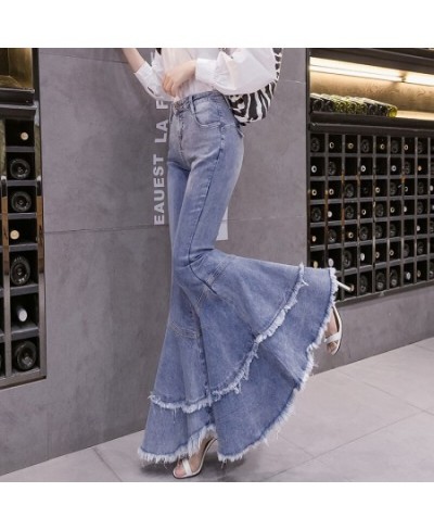 Stretchy Women Flare Jeans Pant 3D Flower Embroidery Tassels Pearls Skinny Jeans Woman High Waist Mom Jeans Trousers $53.39 -...