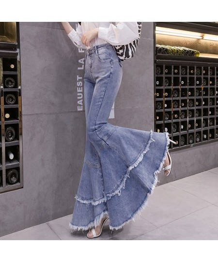 Stretchy Women Flare Jeans Pant 3D Flower Embroidery Tassels Pearls Skinny Jeans Woman High Waist Mom Jeans Trousers $53.39 -...