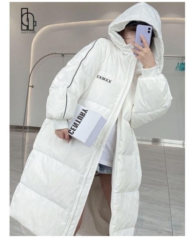 90% White Duck Down Jackets Coat Women's Fashion Thicken Winter Hooded Loose Long Jacket Female Windproof Rainproof Warm $94....