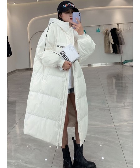 90% White Duck Down Jackets Coat Women's Fashion Thicken Winter Hooded Loose Long Jacket Female Windproof Rainproof Warm $94....