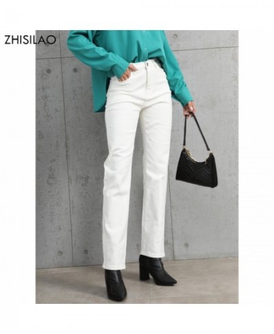 White Jeans Women Vintage Stretch High Waist Straight Wide Leg Denim Pants Autumn 2023 Jeans Streetwear $49.06 - Bottoms