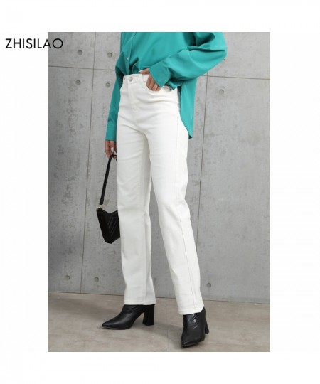 White Jeans Women Vintage Stretch High Waist Straight Wide Leg Denim Pants Autumn 2023 Jeans Streetwear $49.06 - Bottoms