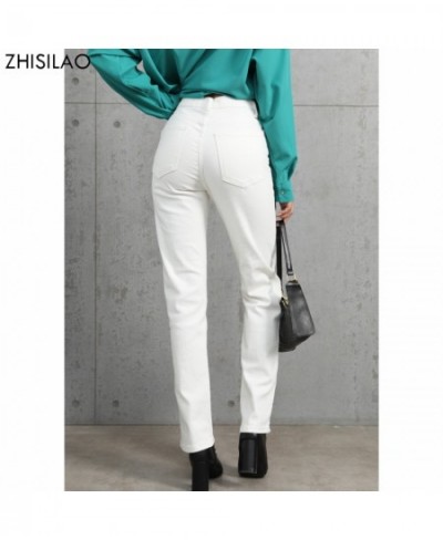 White Jeans Women Vintage Stretch High Waist Straight Wide Leg Denim Pants Autumn 2023 Jeans Streetwear $49.06 - Bottoms