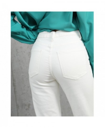 White Jeans Women Vintage Stretch High Waist Straight Wide Leg Denim Pants Autumn 2023 Jeans Streetwear $49.06 - Bottoms