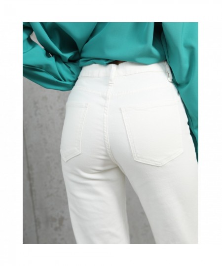 White Jeans Women Vintage Stretch High Waist Straight Wide Leg Denim Pants Autumn 2023 Jeans Streetwear $49.06 - Bottoms