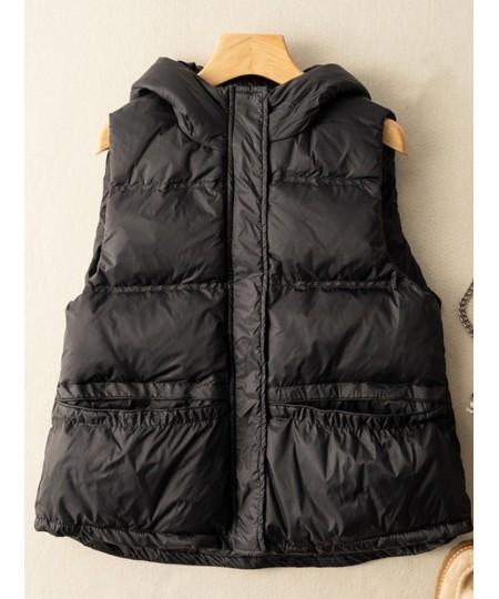 Winter Ultra Light Thin Duck Down Vest Quilted Jacket Women Feather Short Warm Basic Casual Hooded Waistcoat ED1987 $56.12 - ...