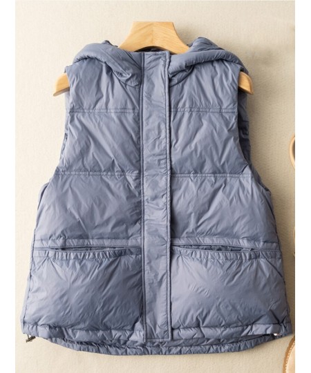 Winter Ultra Light Thin Duck Down Vest Quilted Jacket Women Feather Short Warm Basic Casual Hooded Waistcoat ED1987 $56.12 - ...