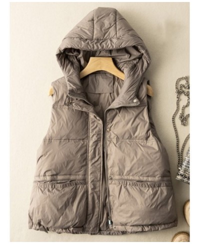 Winter Ultra Light Thin Duck Down Vest Quilted Jacket Women Feather Short Warm Basic Casual Hooded Waistcoat ED1987 $56.12 - ...