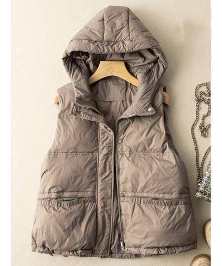 Winter Ultra Light Thin Duck Down Vest Quilted Jacket Women Feather Short Warm Basic Casual Hooded Waistcoat ED1987 $56.12 - ...