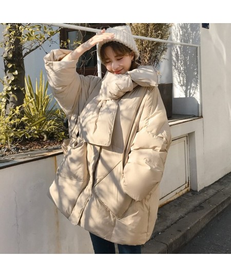 Women White Duck Down Coat 2023 Winter New Fashion Female Scarf OverSize Jackets Round Neck Loose Thicken Parkas Warm Outwear...