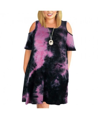 9XL Clothing Fall Fashion Sexy Round Neck Short Sleeve Off Shoulder Print Ladies Dress 2022 Oversized $32.39 - Plus Size Clothes