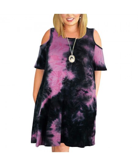 9XL Clothing Fall Fashion Sexy Round Neck Short Sleeve Off Shoulder Print Ladies Dress 2022 Oversized $32.39 - Plus Size Clothes