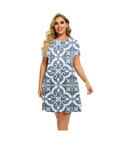 Fashion Circle Short Sleeve Dresses For Women 2023 Vintage Geometry Graphic Loose Clothing Plus Size Ladies Summer Dress 5XL ...