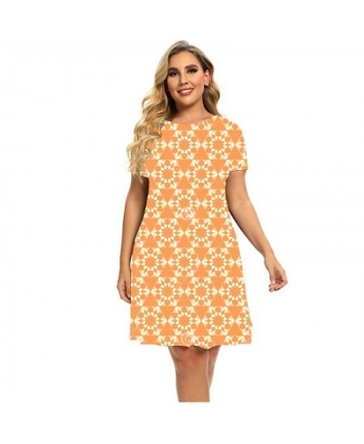 Fashion Circle Short Sleeve Dresses For Women 2023 Vintage Geometry Graphic Loose Clothing Plus Size Ladies Summer Dress 5XL ...