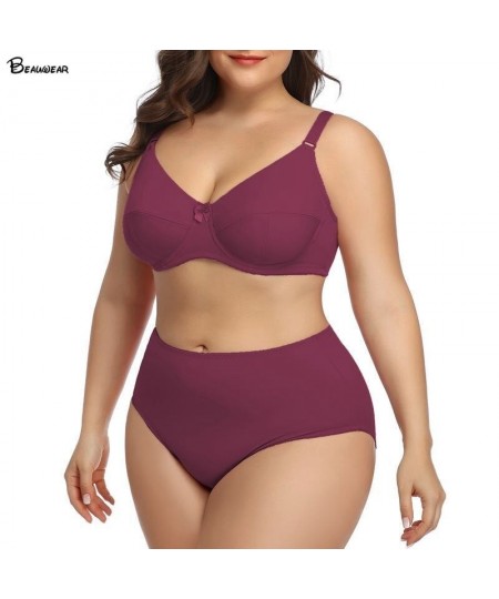 80D-120F Women's Plus Size Lingerie Set Sexy Plain Underwear Set UltraThin Unlined Full Cup Bra And Panty Set $31.56 - Underwear