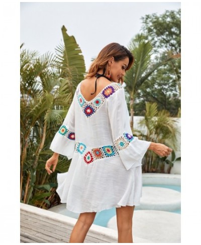 Crochet Beach Cover-Ups Summer Tunic Cover Up Long Knitted Beachwear Swimsuit Ups For Women Vestido Playa Mujer White Dress $...