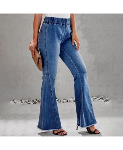 Women's Jeans with Elastic Band Stretch Casual High Waist Fashion Vintage Streetwear Wide Leg Women's Flared Jeans $56.09 - J...