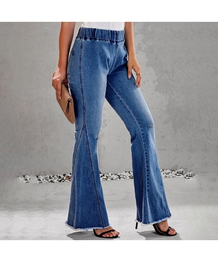 Women's Jeans with Elastic Band Stretch Casual High Waist Fashion Vintage Streetwear Wide Leg Women's Flared Jeans $56.09 - J...