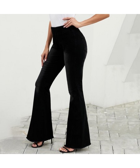 Women's Jeans with Elastic Band Stretch Casual High Waist Fashion Vintage Streetwear Wide Leg Women's Flared Jeans $56.09 - J...