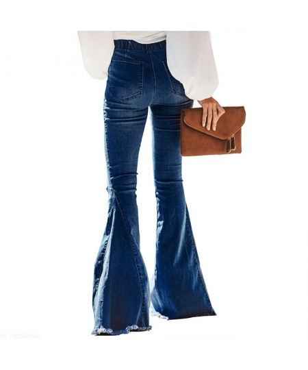 Women's Jeans with Elastic Band Stretch Casual High Waist Fashion Vintage Streetwear Wide Leg Women's Flared Jeans $56.09 - J...