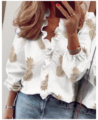 Spring/Summer 2023 Women's New Long Sleeve Ruffle Shirt Women's Shirt $26.74 - Tops & Tees