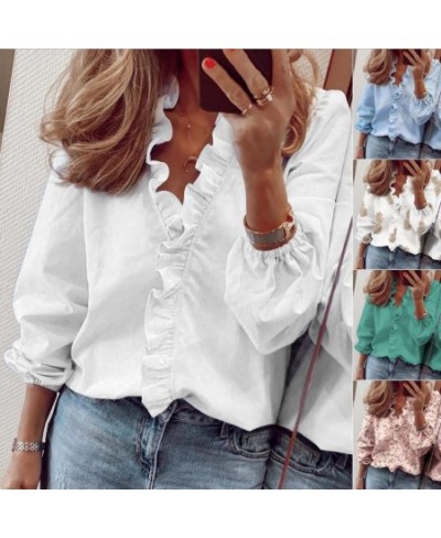 Spring/Summer 2023 Women's New Long Sleeve Ruffle Shirt Women's Shirt $26.74 - Tops & Tees