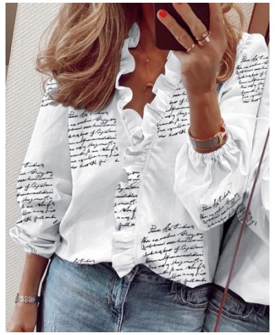 Spring/Summer 2023 Women's New Long Sleeve Ruffle Shirt Women's Shirt $26.74 - Tops & Tees