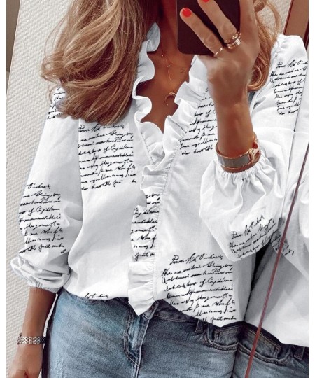 Spring/Summer 2023 Women's New Long Sleeve Ruffle Shirt Women's Shirt $26.74 - Tops & Tees