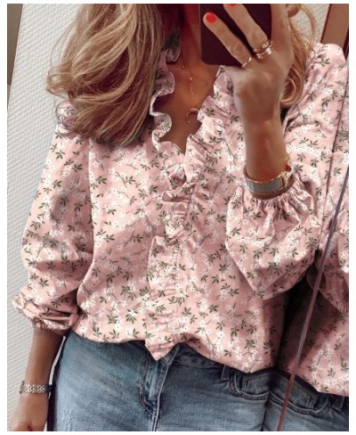 Spring/Summer 2023 Women's New Long Sleeve Ruffle Shirt Women's Shirt $26.74 - Tops & Tees