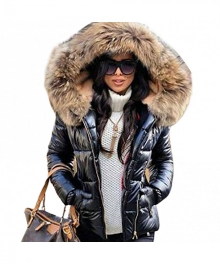 Women Autumn Winter Faux Fur Hood Zipper Warm Down Coat Outdoor Parka Outerwear Faux Fur Winter Coat 2023 Black Denim Jacket ...