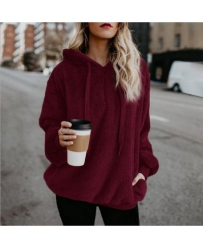 Women's Winter Solid Color Fleece Hooded Sweater Women's Zipper Long Sleeve Sweater Fleece Sweater Jacket Warm Thick Cotton $...