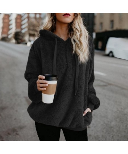 Women's Winter Solid Color Fleece Hooded Sweater Women's Zipper Long Sleeve Sweater Fleece Sweater Jacket Warm Thick Cotton $...