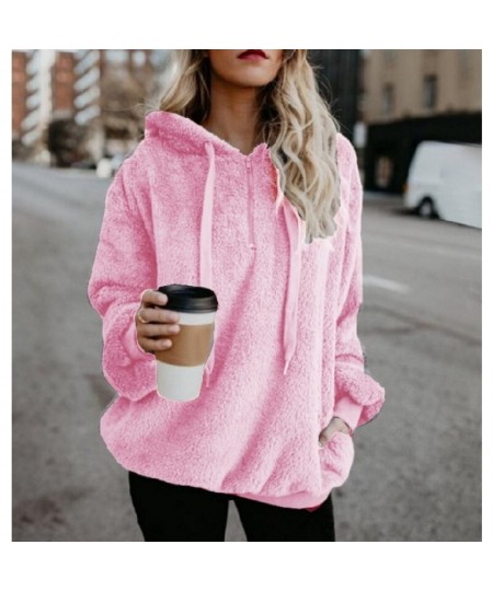 Women's Winter Solid Color Fleece Hooded Sweater Women's Zipper Long Sleeve Sweater Fleece Sweater Jacket Warm Thick Cotton $...