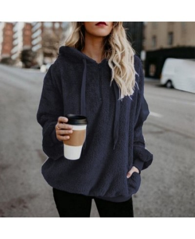 Women's Winter Solid Color Fleece Hooded Sweater Women's Zipper Long Sleeve Sweater Fleece Sweater Jacket Warm Thick Cotton $...