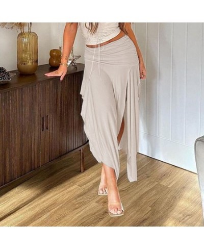 Fashion Vintage Low Waist Dropped Shirring Split Skirts Sexy Hem Irregular Pleated Skirt Women 2000S Club Outfit Holiday $32....