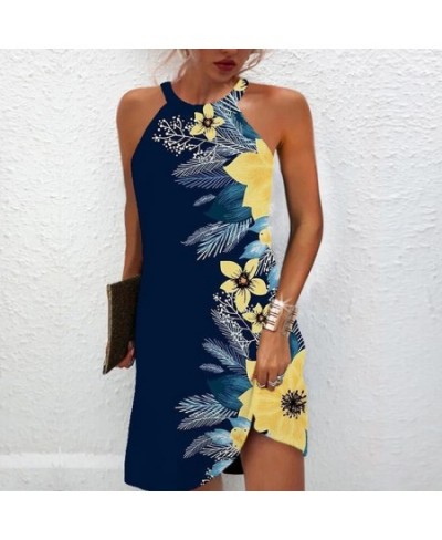 Women Flower Print Dress Sexy Sleeveless Halter Dresses For WomenSummer Casual Fashion Mini Vacation Dress $38.69 - Sleepwears