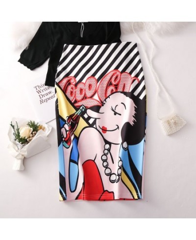 Bonjean Women's Pencil Skirt New Cartoon Mouse Print High Waist Slim Skirts Women Young Girl Summer Female Falda $24.03 - Skirts