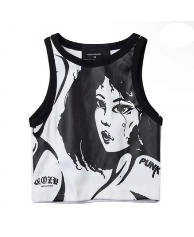 Sexy Y2k Aesthetic Vintage Harajuku Slim Tank Top For Women 2022 Summer Personality Grunge Print Sleeveless Crop Tops $21.98 ...