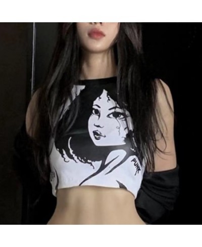 Sexy Y2k Aesthetic Vintage Harajuku Slim Tank Top For Women 2022 Summer Personality Grunge Print Sleeveless Crop Tops $21.98 ...