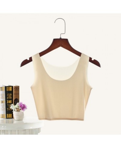 2022 Summer Sleeveless Tank Tops Women Seamless Ice Silk Vest Female Sexy Short Solid Camisole Plus Size 4XL $19.89 - Underwear